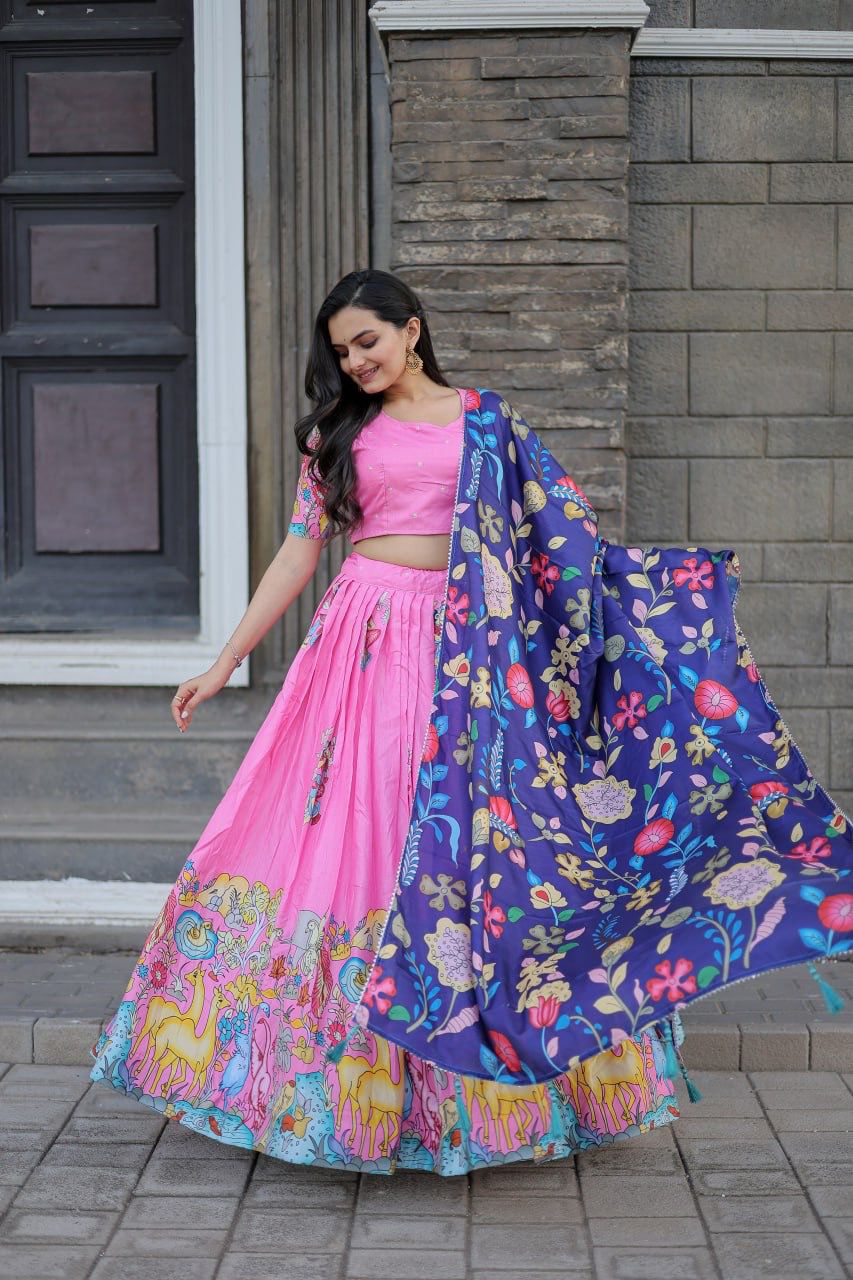 Pink lehenga choli with dupatta