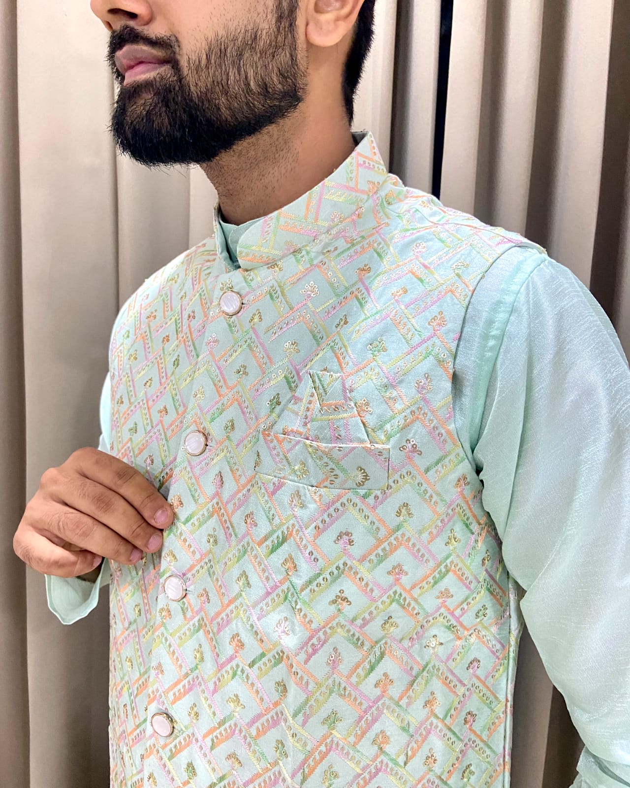 Designer blue color kurta with online
