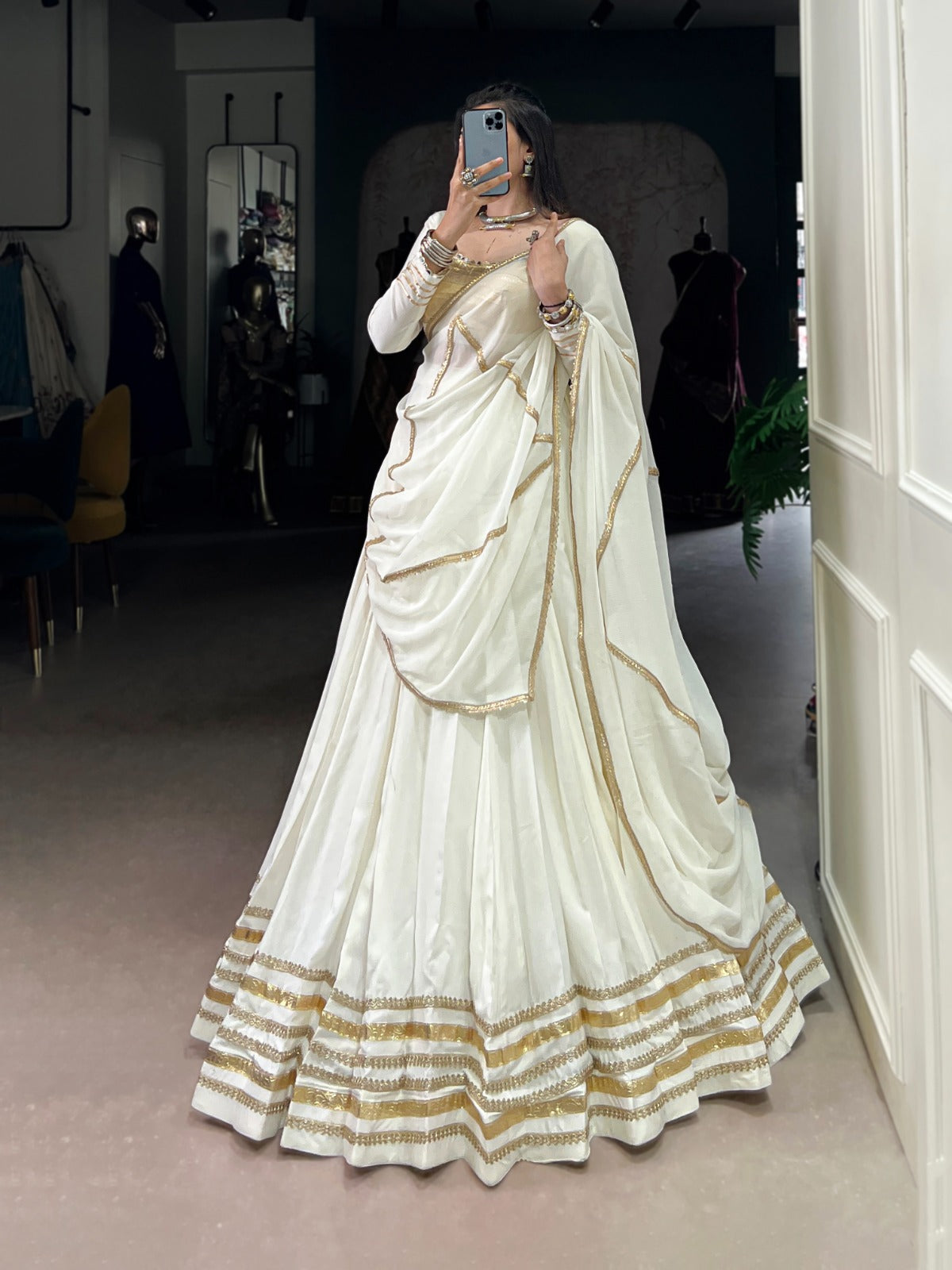 White color rayon lehenga choli for women online shopping