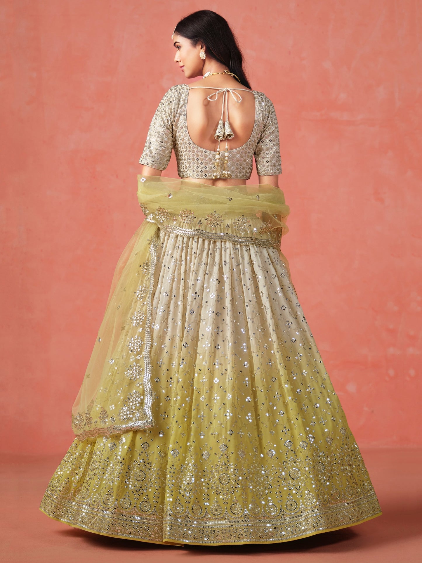 Wedding wear yellow color lehenga choli