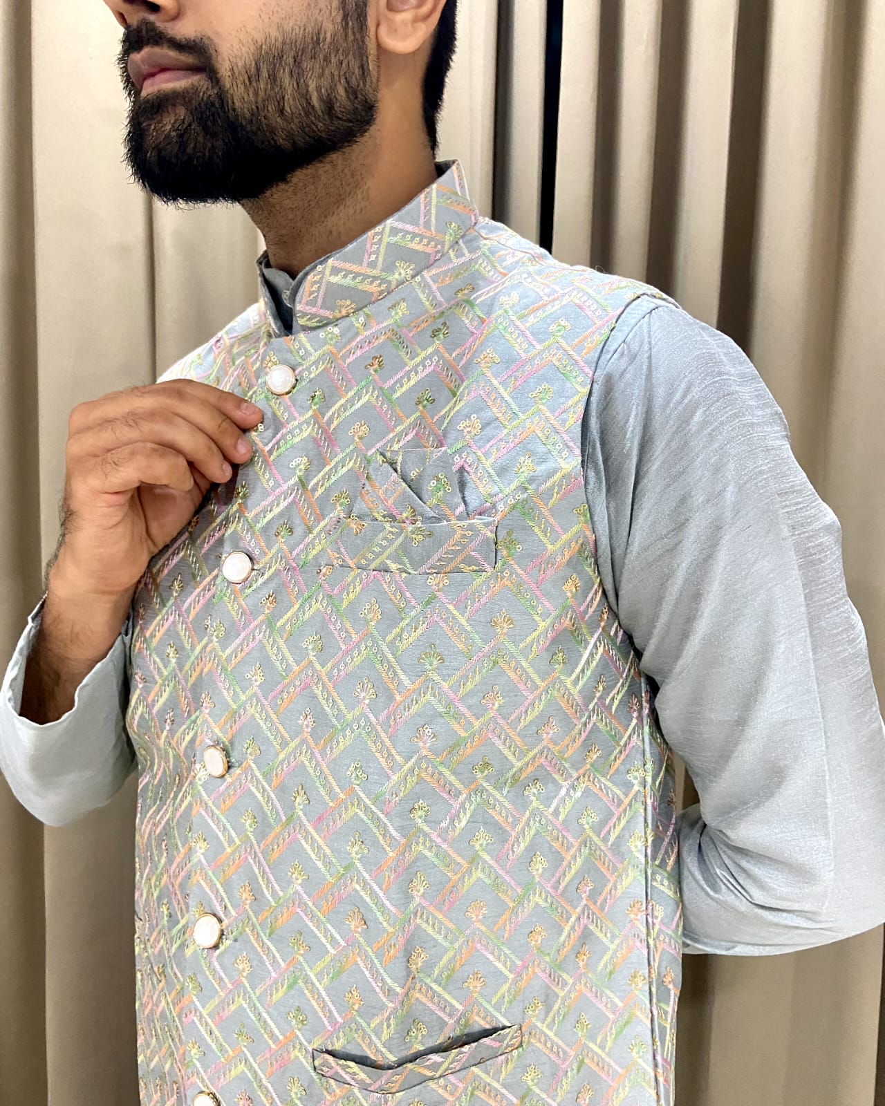 Ragthm modern Kurta Pajama with Jacket for Wedding