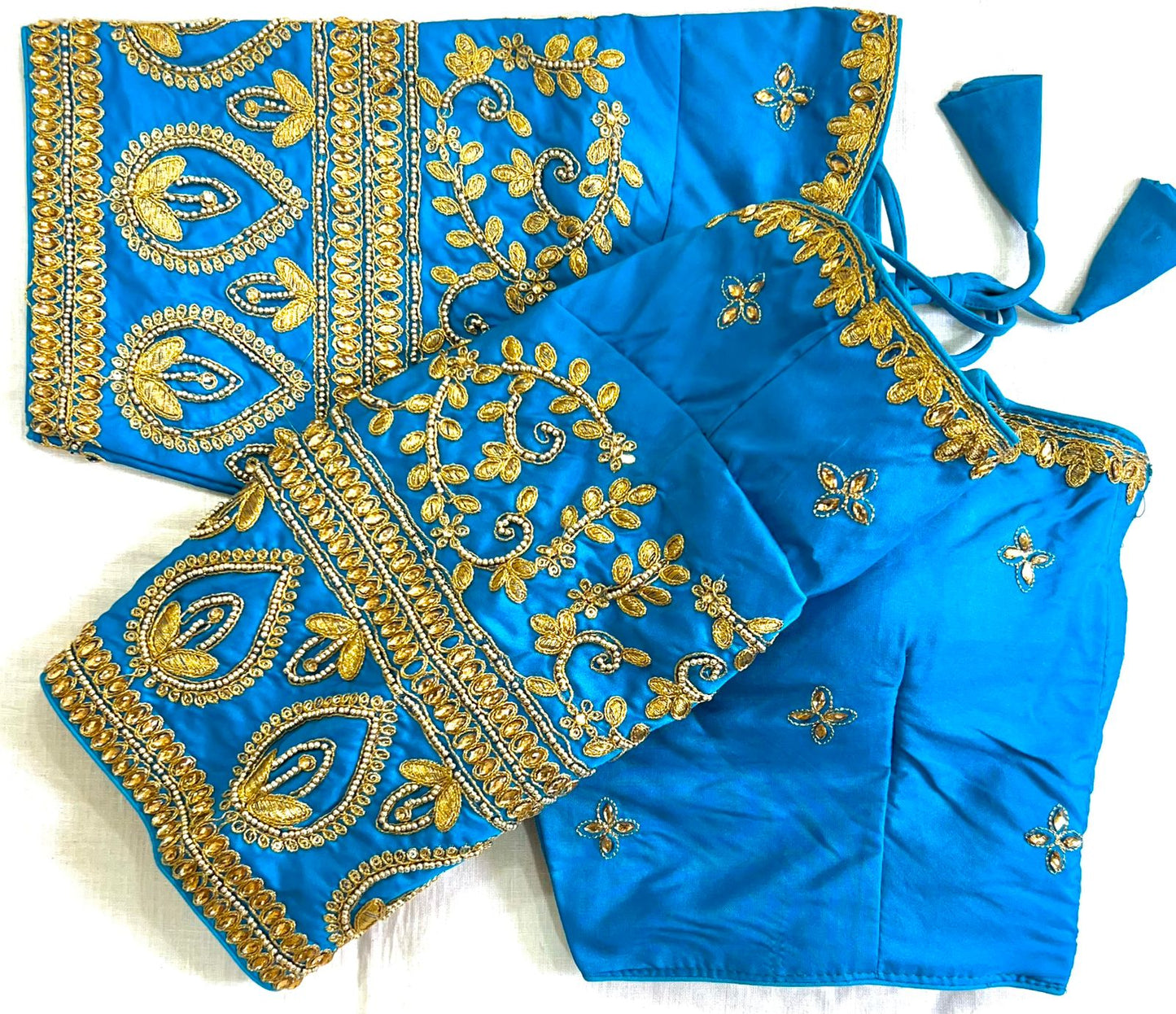 Adorable sky blue blouse for saree