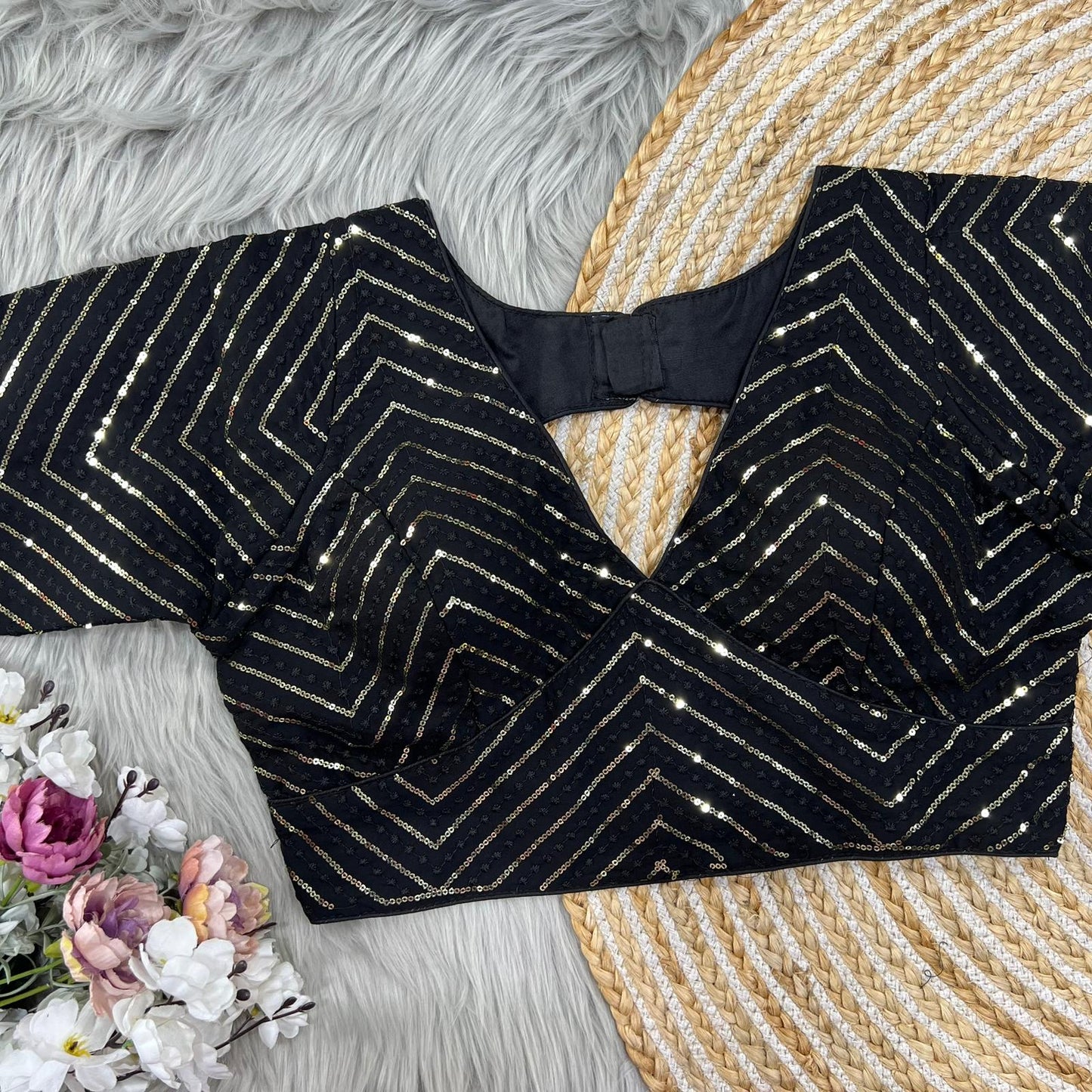 Heavy fox georgette Black blouse designs