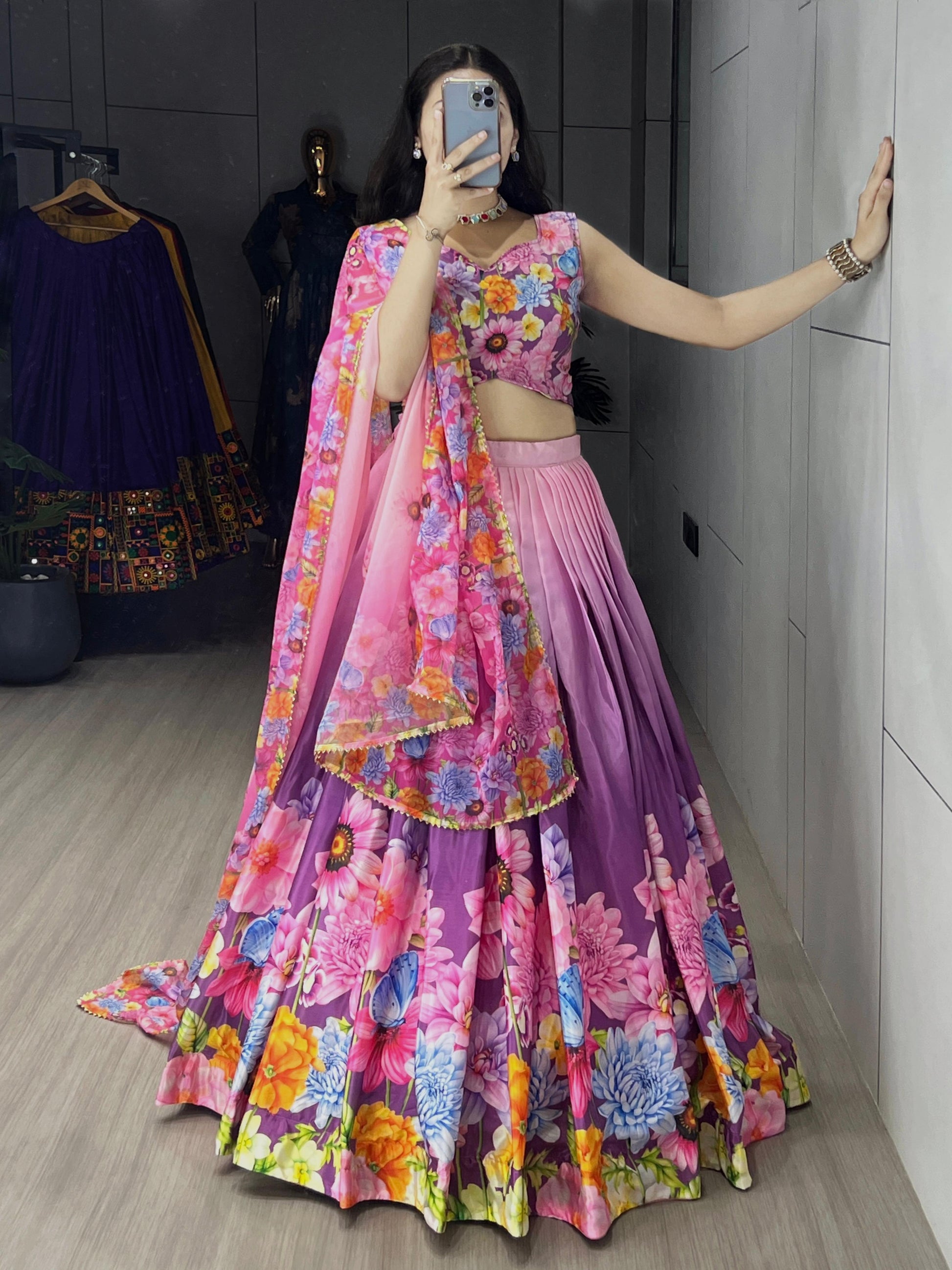 Wedding wear purple ghagra choli with online
