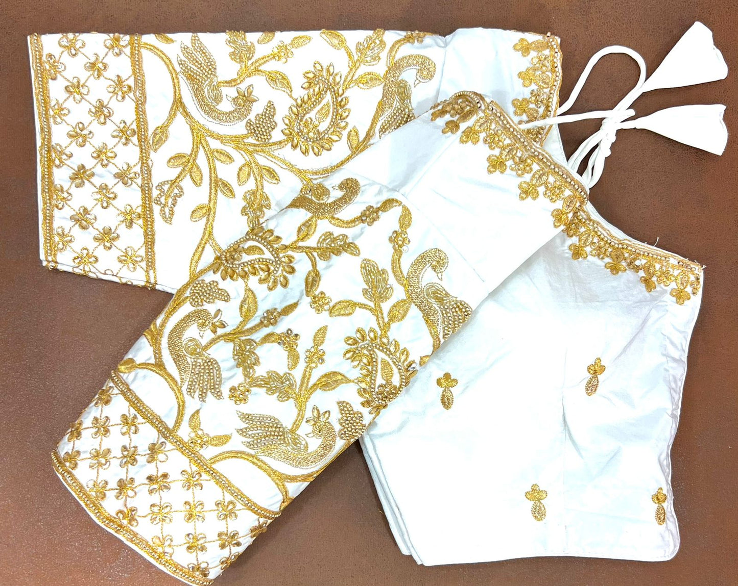 White color banarasi silk blouse for women online