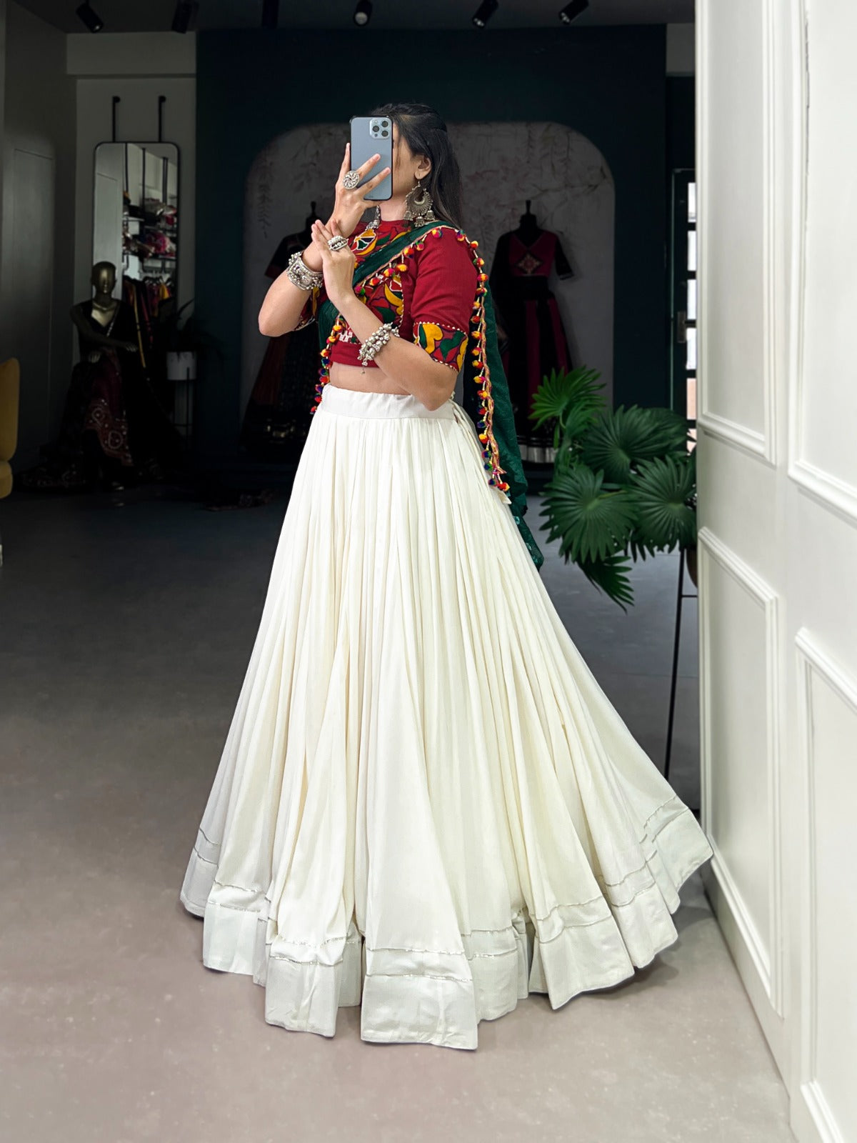 White navratri lehenga choli online