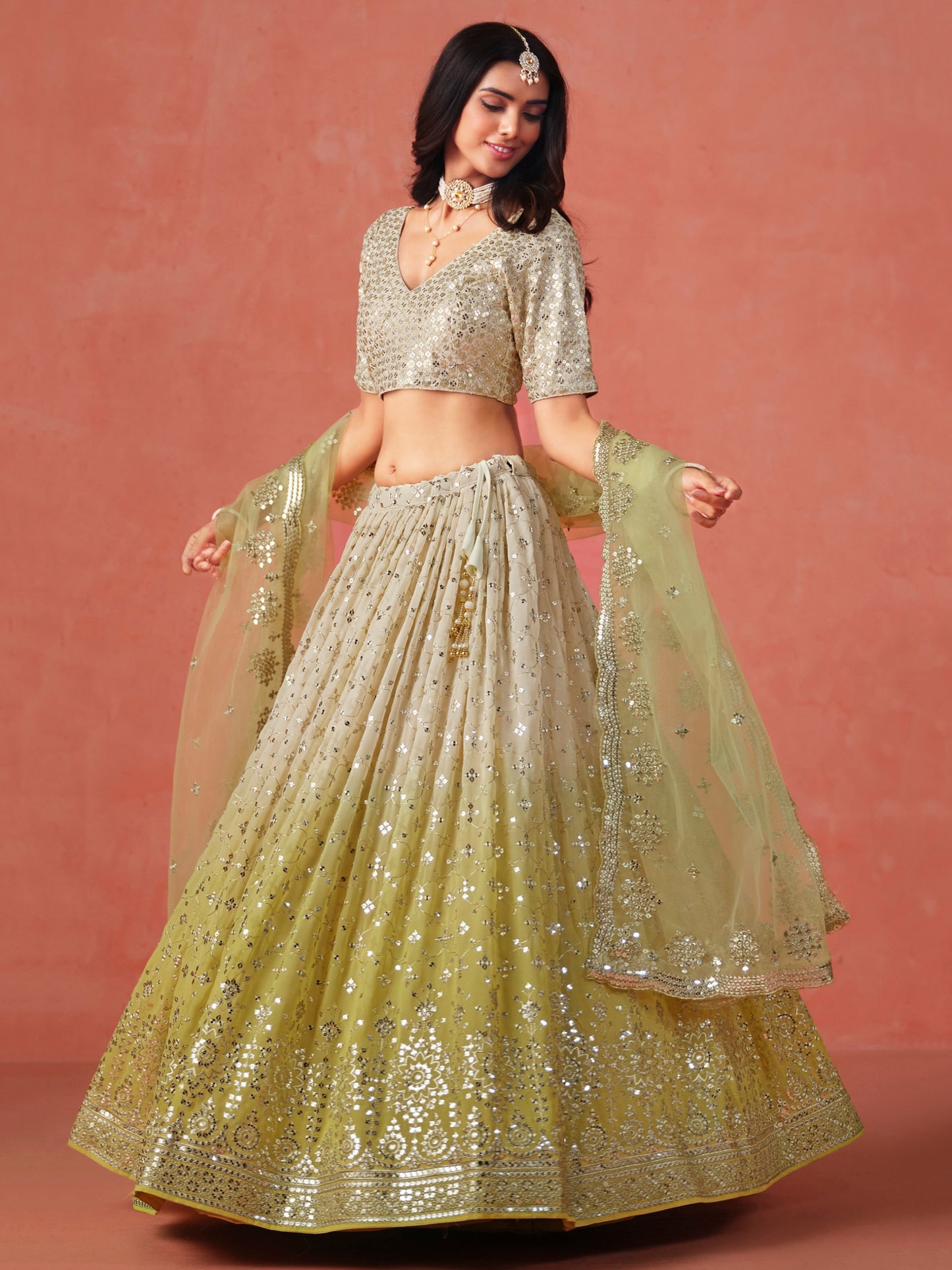Yellow georgette chaniya choli UK