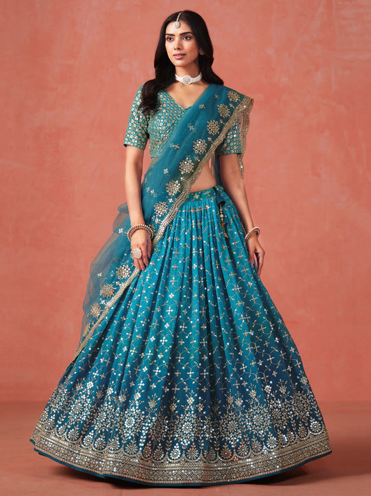 Rama color lehenga bridal USA