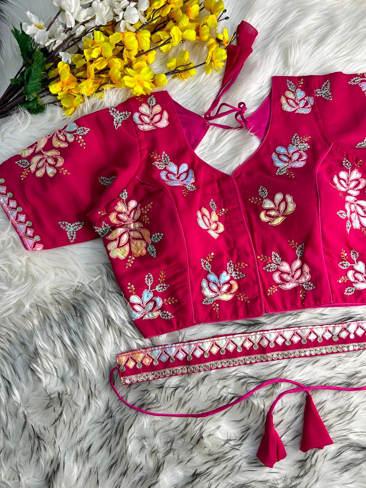 Preety Pink blouse For Lehenga Choli