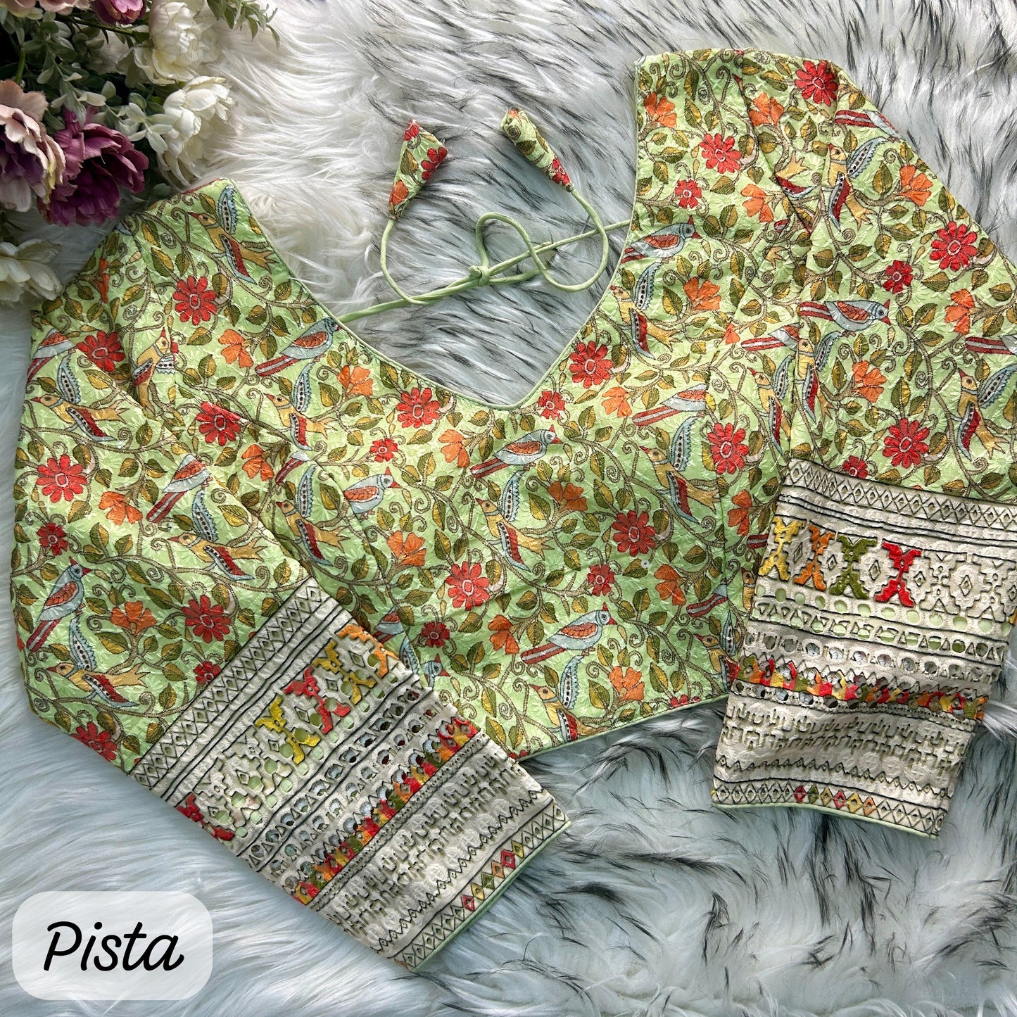 Wonderful Pista Blouse For Lehenga Choli