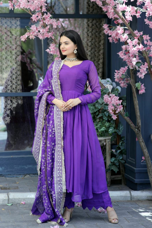 Purple color tebby silk salwar suit images