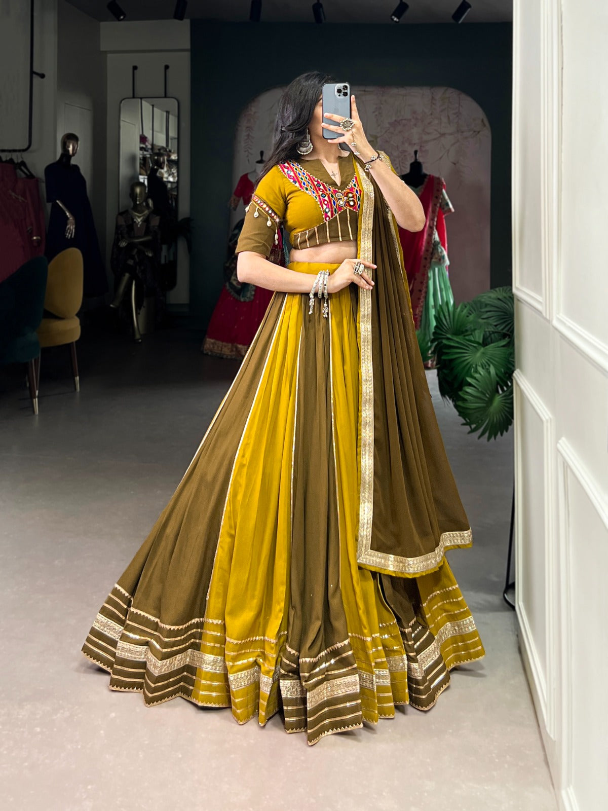 Mehendi rayon ghagra choli for party