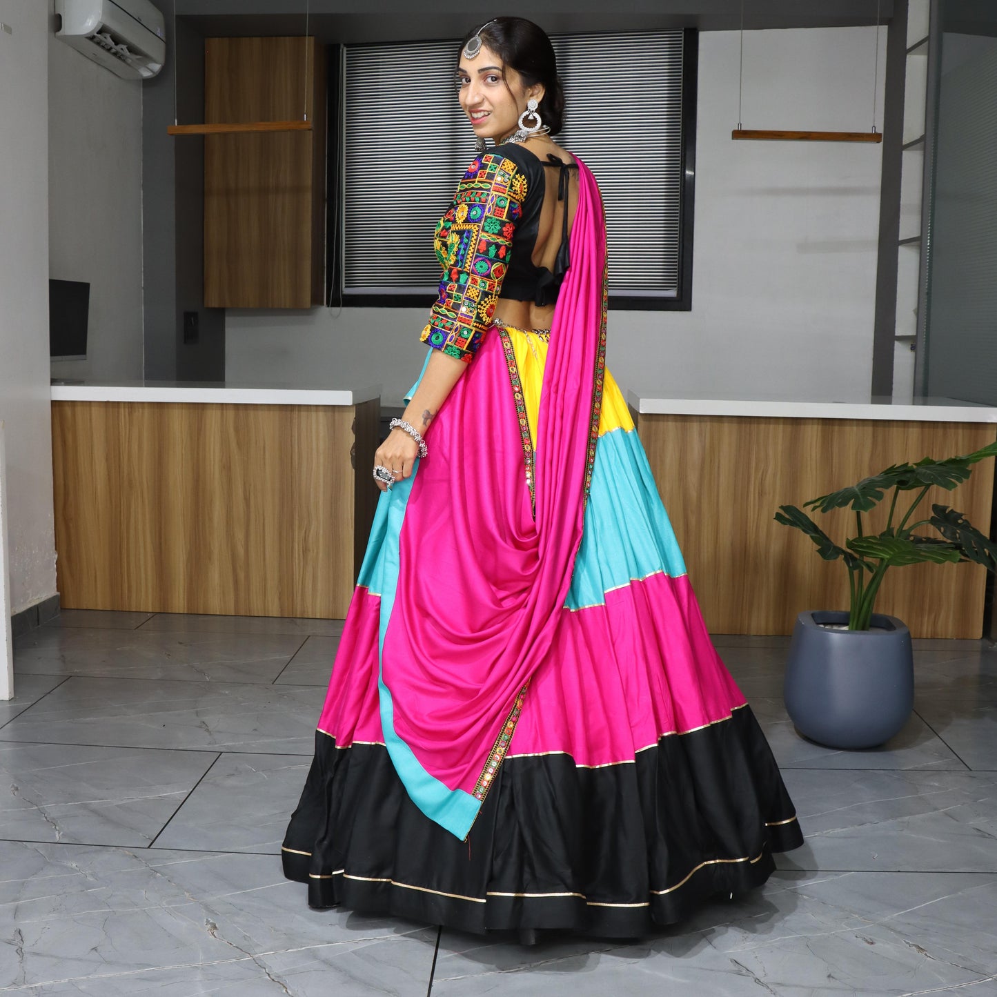 Multi color chaniya choli for navratri with dupatta