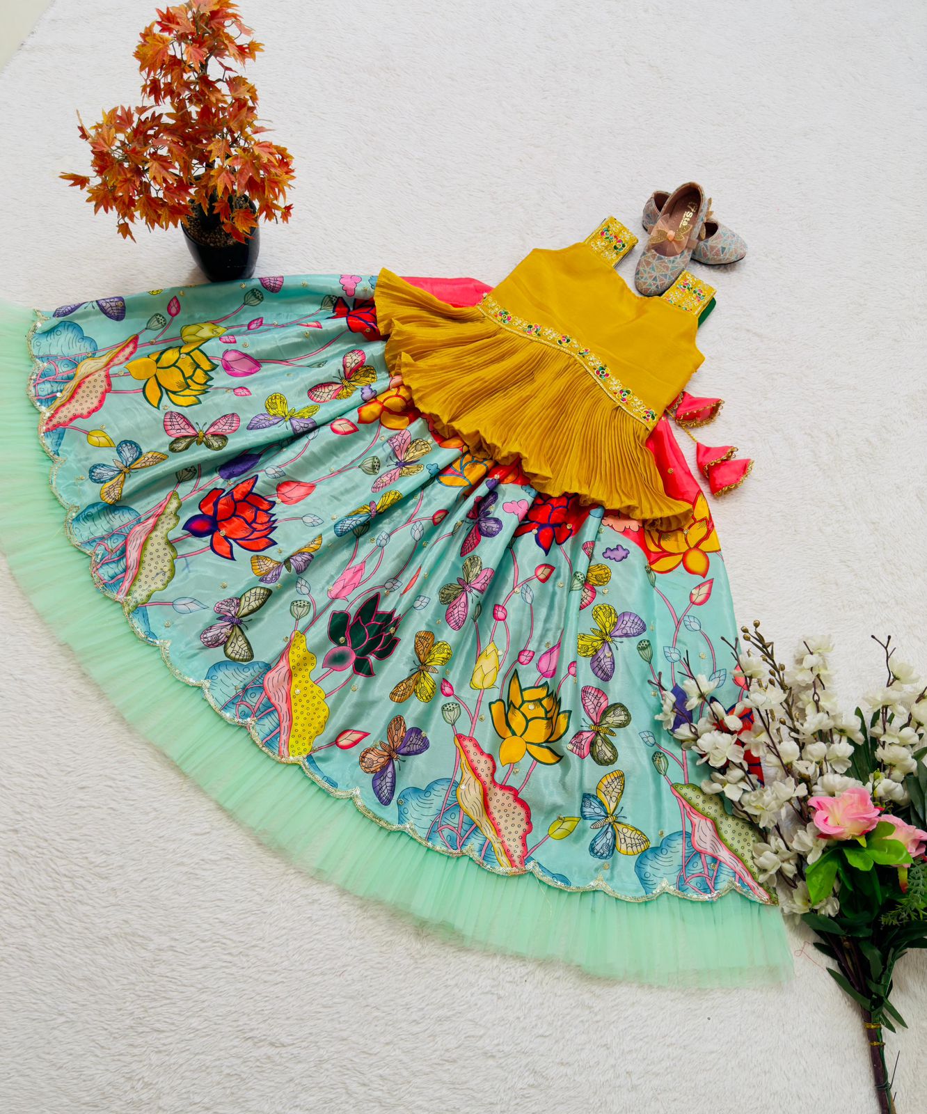 Sky georgette lehenga choli for small girls price