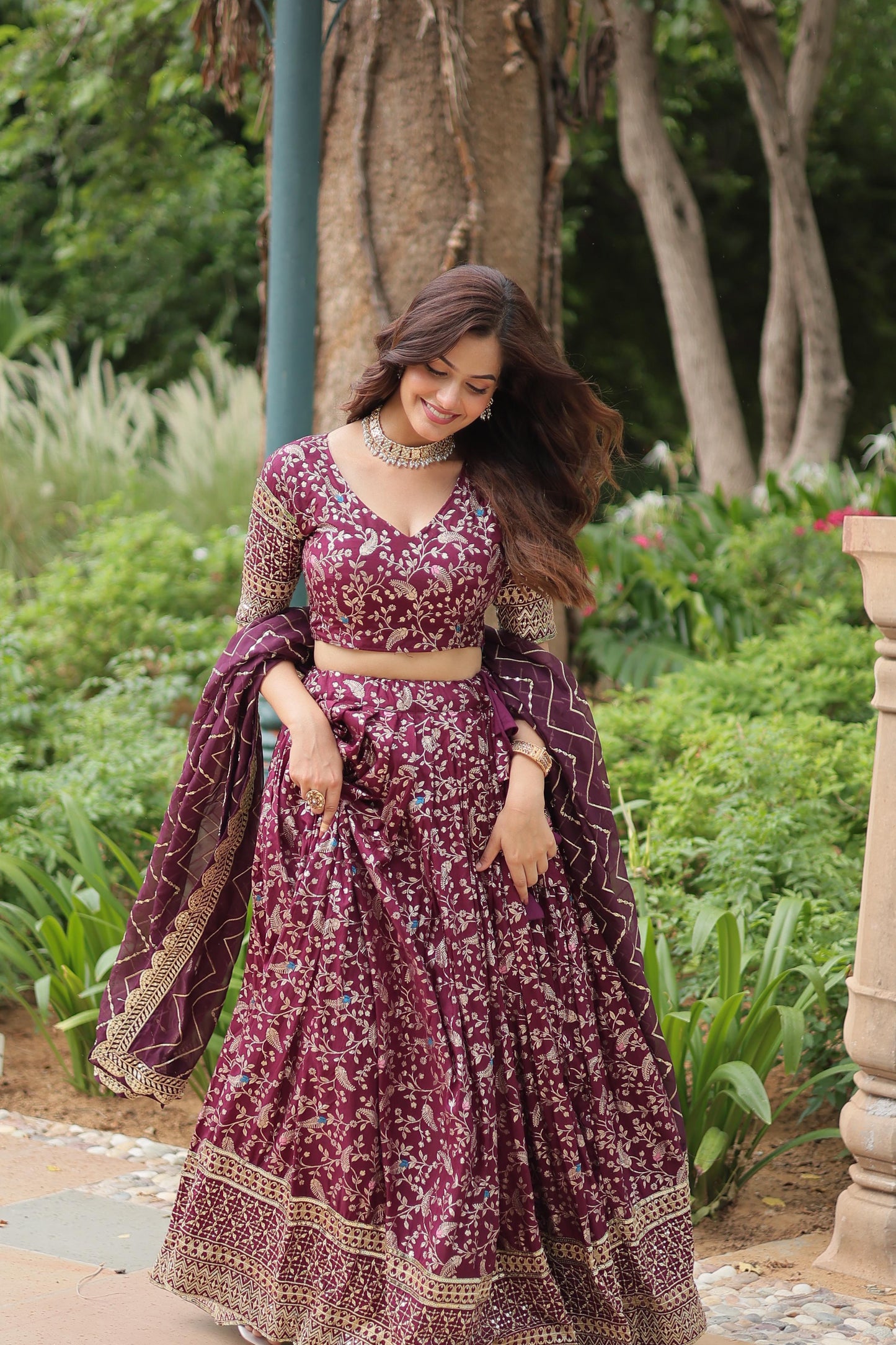 Wine color traditional lehenga choli images