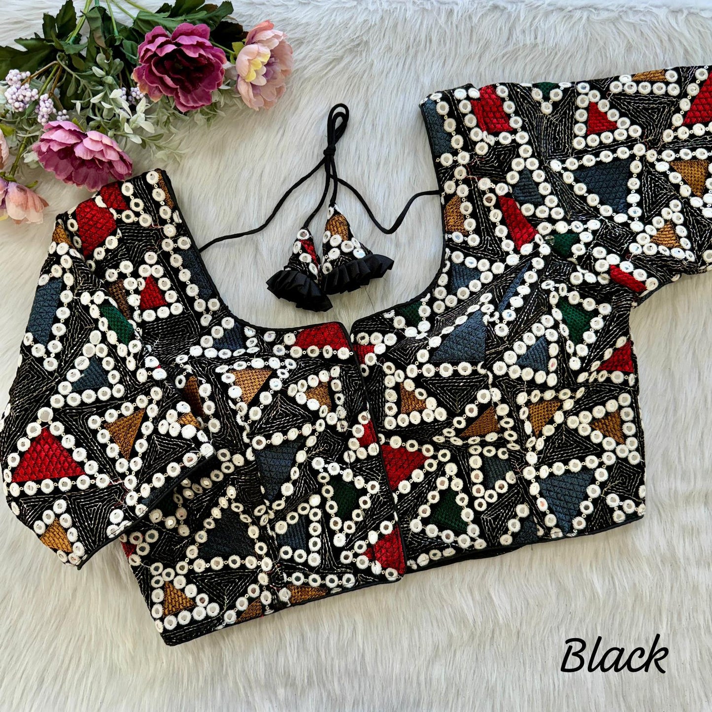 Velvet Black Blouse For Navaratri Choli