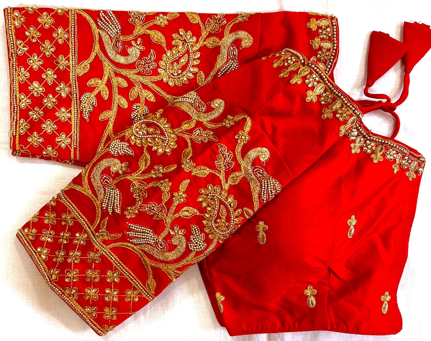 Red color banarasi silk blouse online shopping