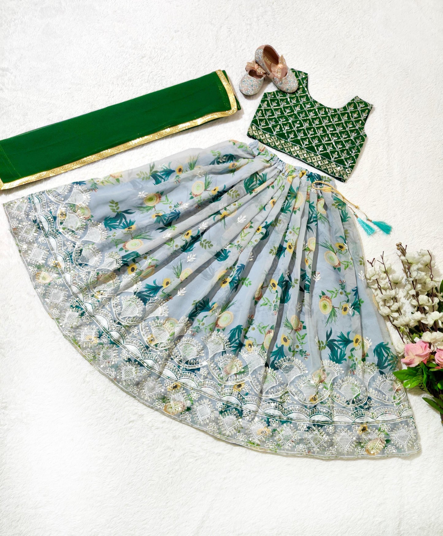 Grey color georgette lehenga choli for small girls images
