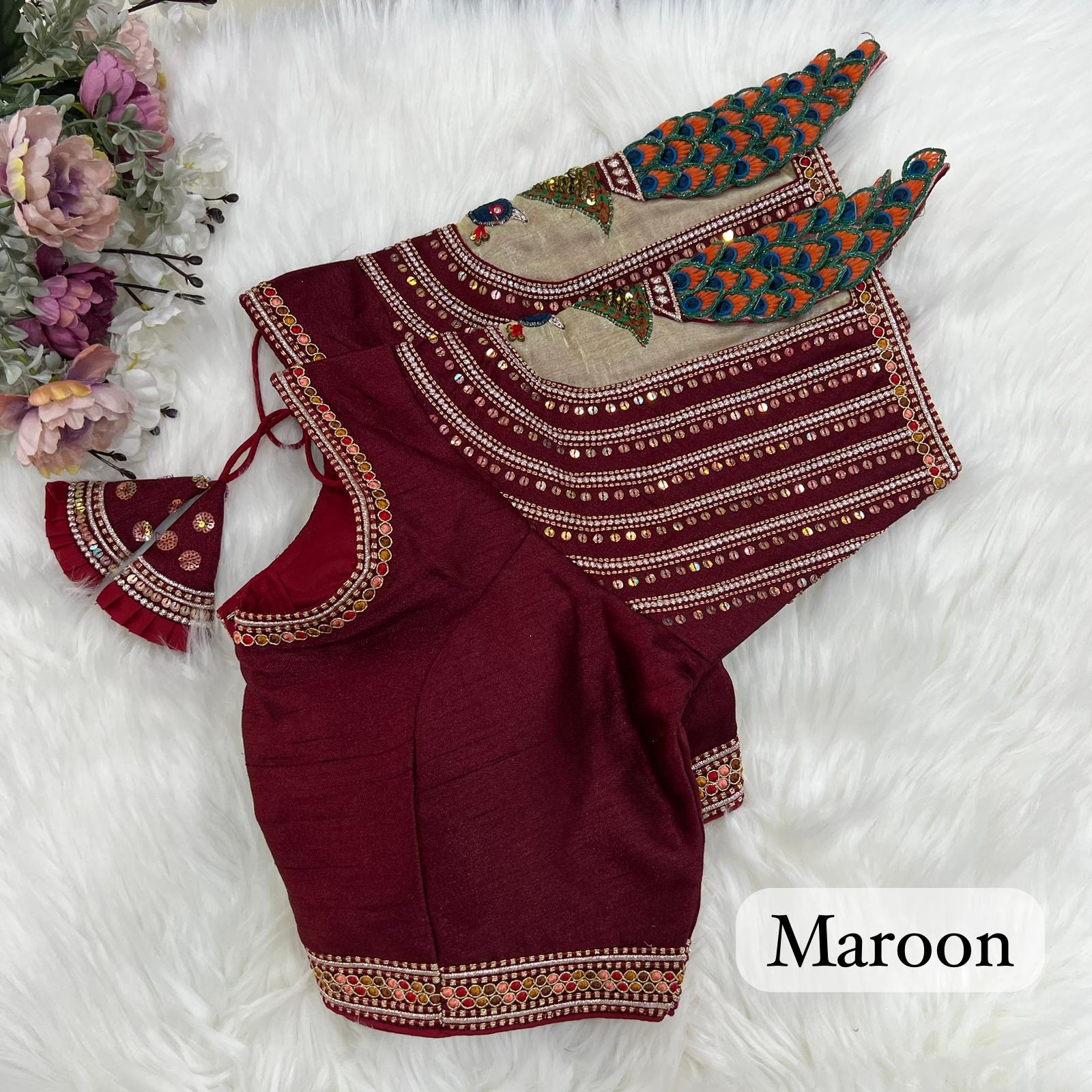 Maroon color embroidery workb louse for enagement