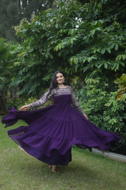 Beautiful Wine Gown For Party Wear