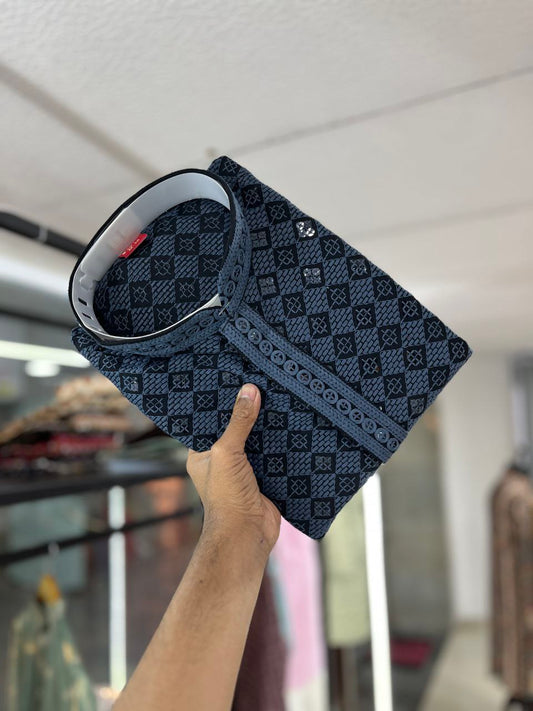 Blue color rayon fancy kurta for men