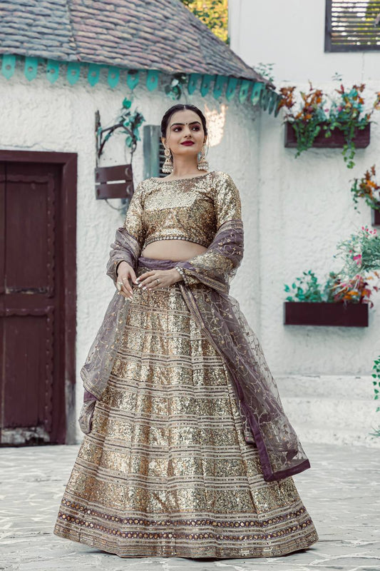 Gold color georgette lehenga choli for women with price