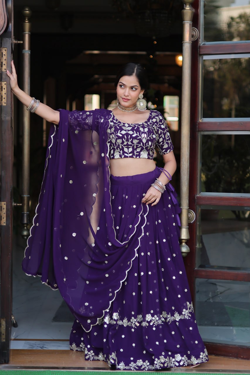 Dark purple Lehenga combination