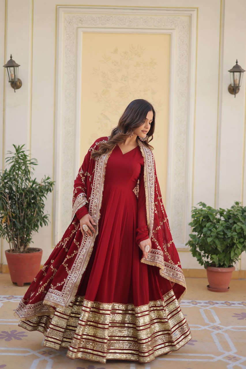 maroon color dress design Maroon : 3 Piece Girl's Dress