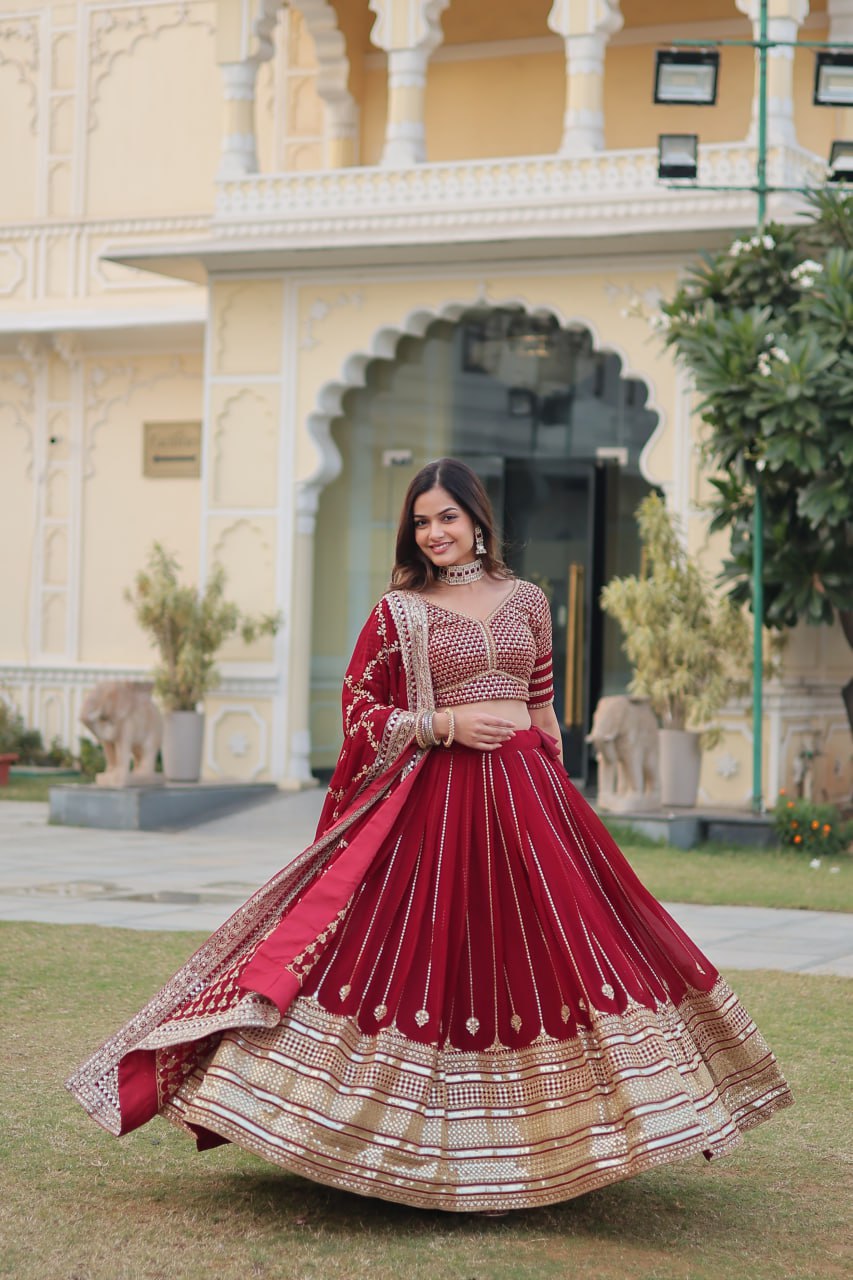 red lehenga bridal