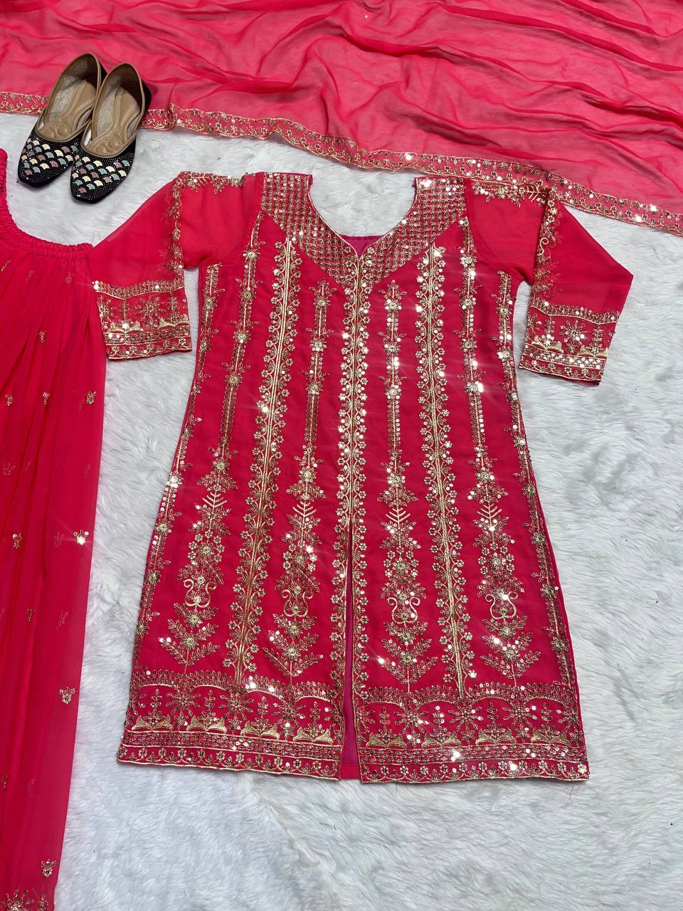 Stylish sequins work sharara suit