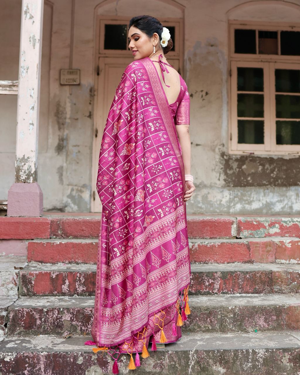pink saree Wedding