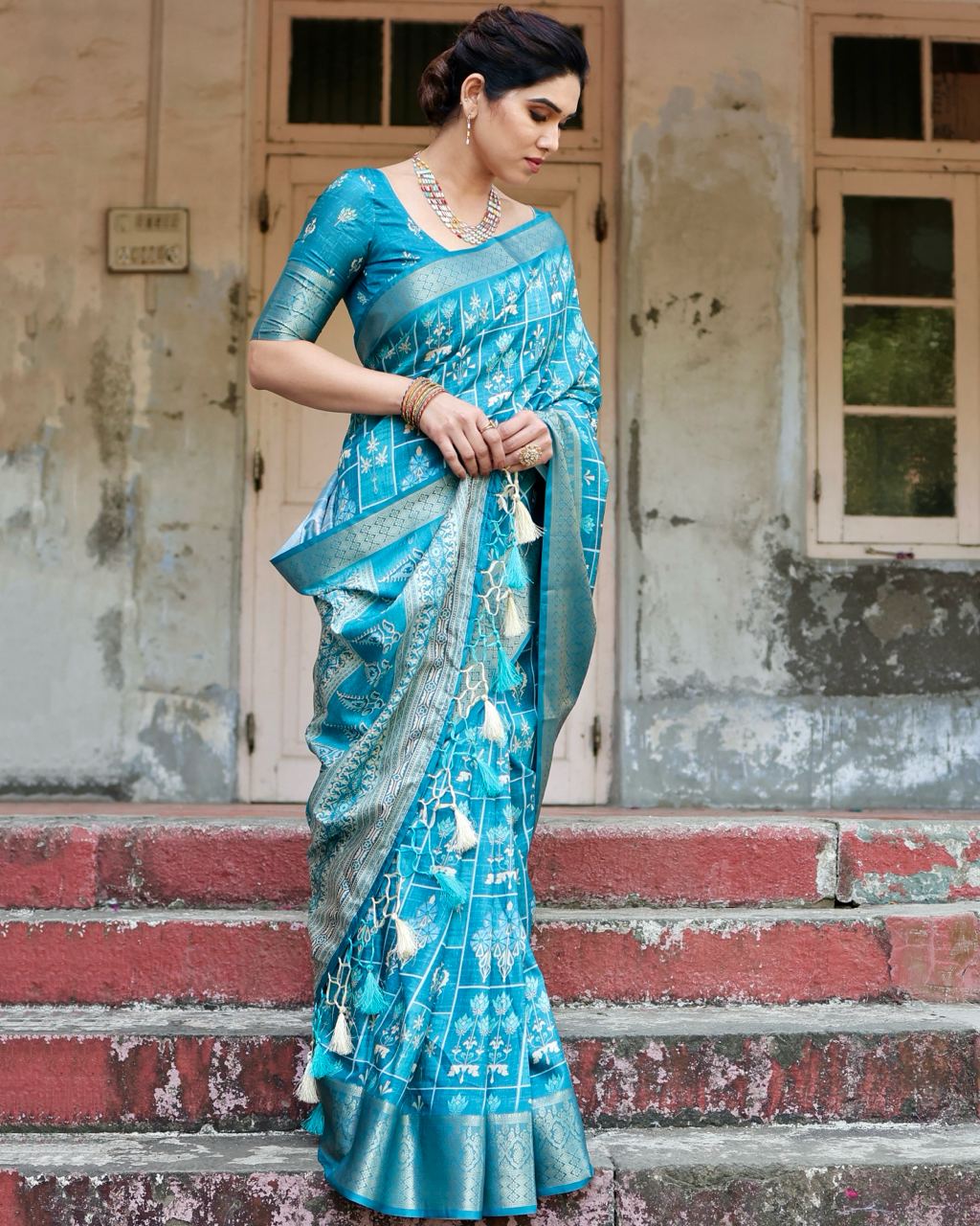 Sky Blue Silk Saree