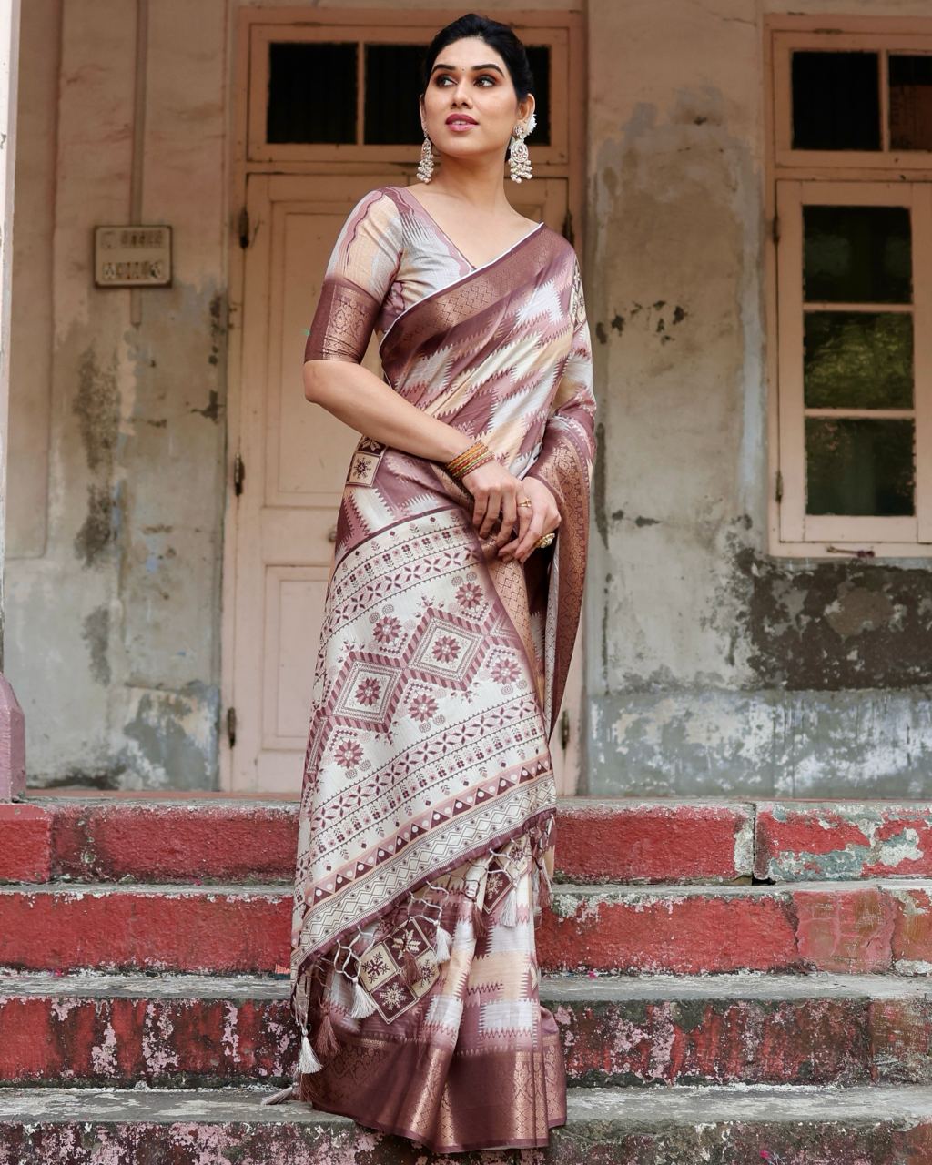 Dark Brown Silk Saree