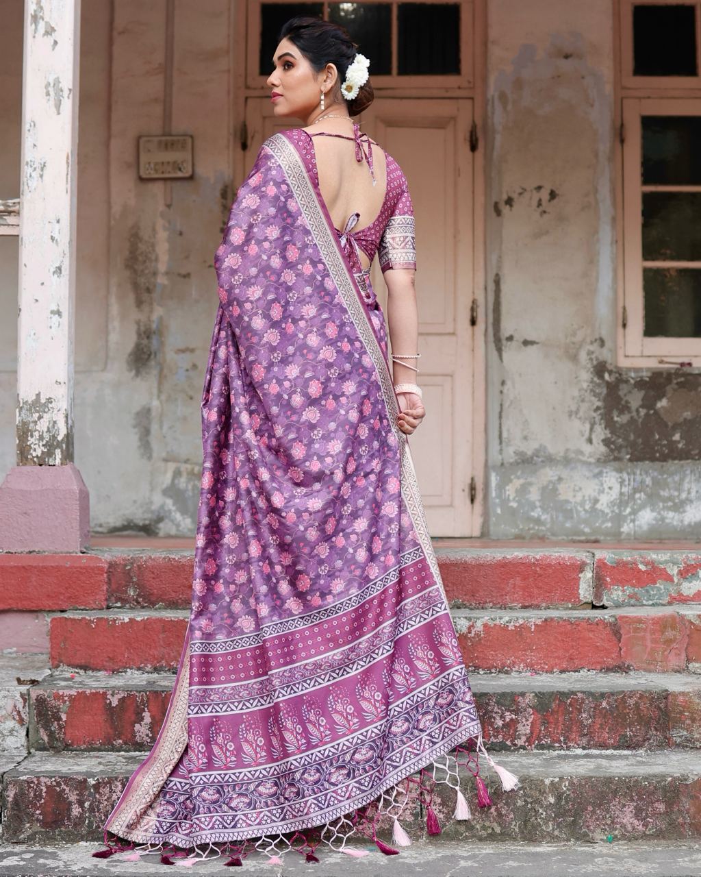 Wine purple colour Saree