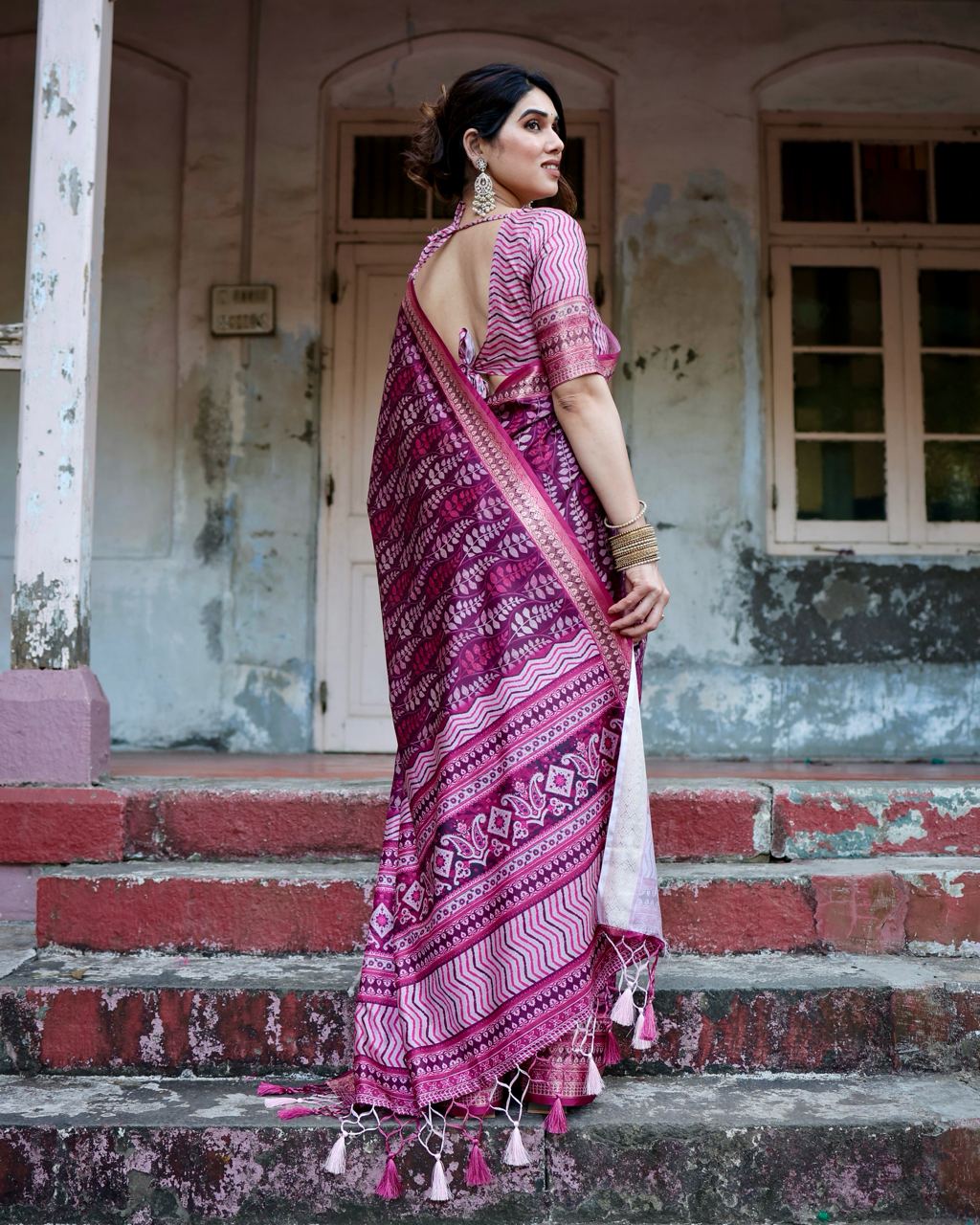 Dark pink saree for wedding with price