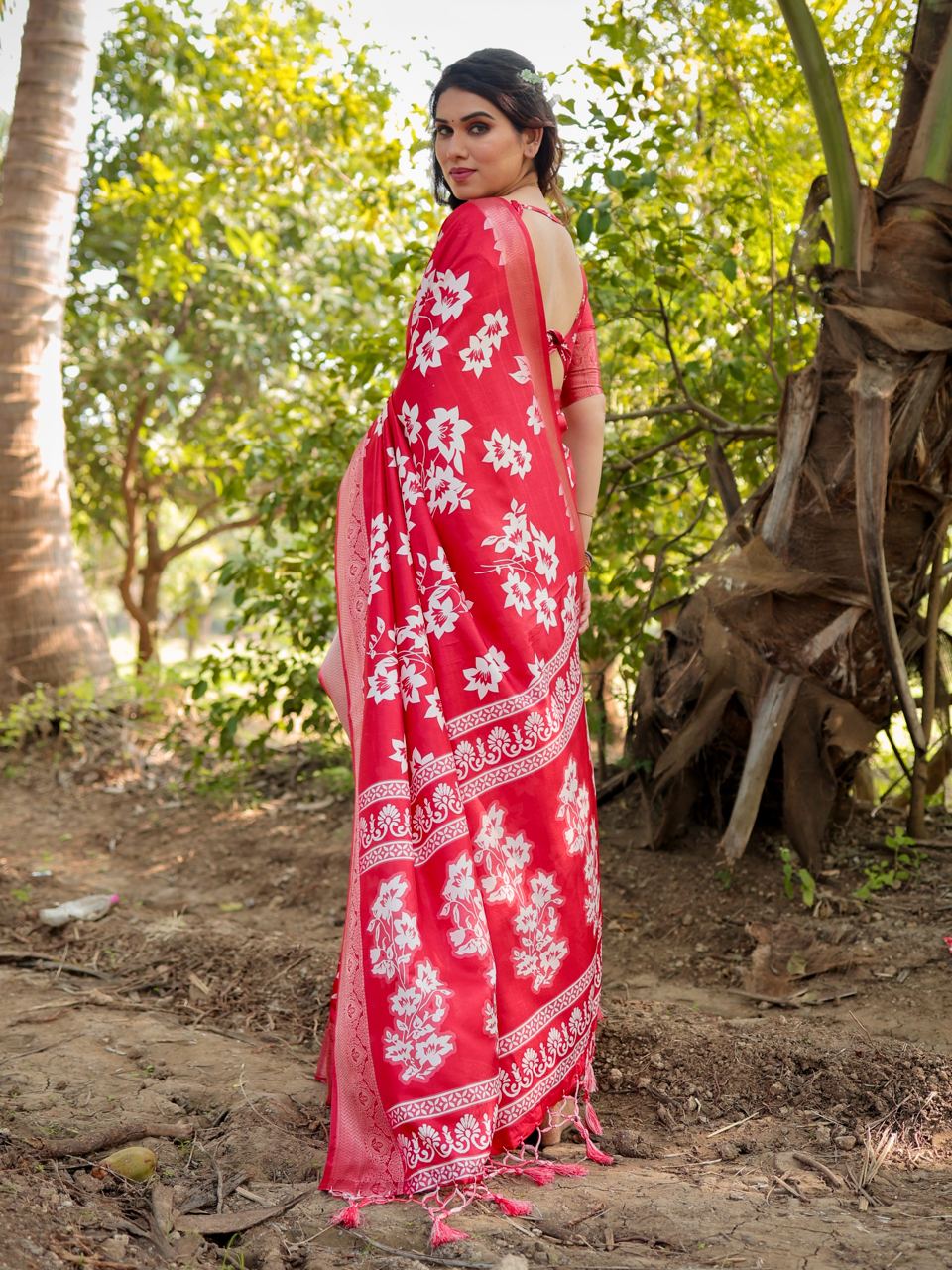 Red Wedding Saree with golden border