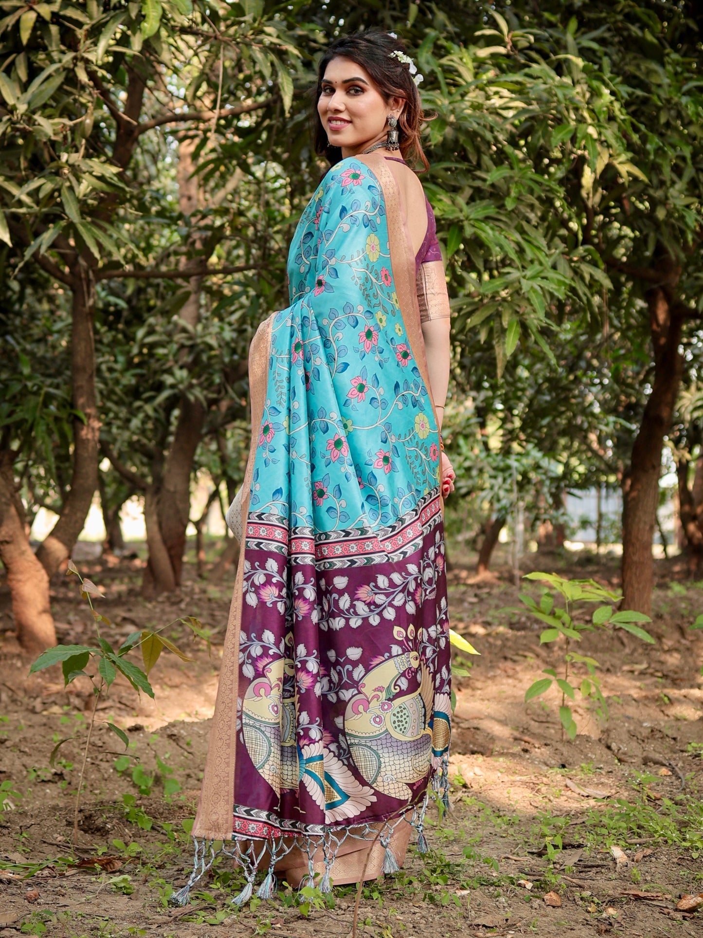 Sky Blue Silk Saree