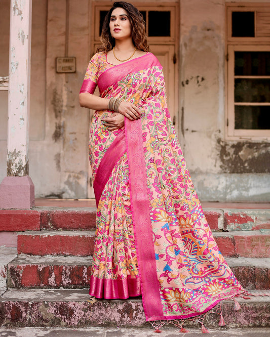 Pink soft silk saree for wedding with price