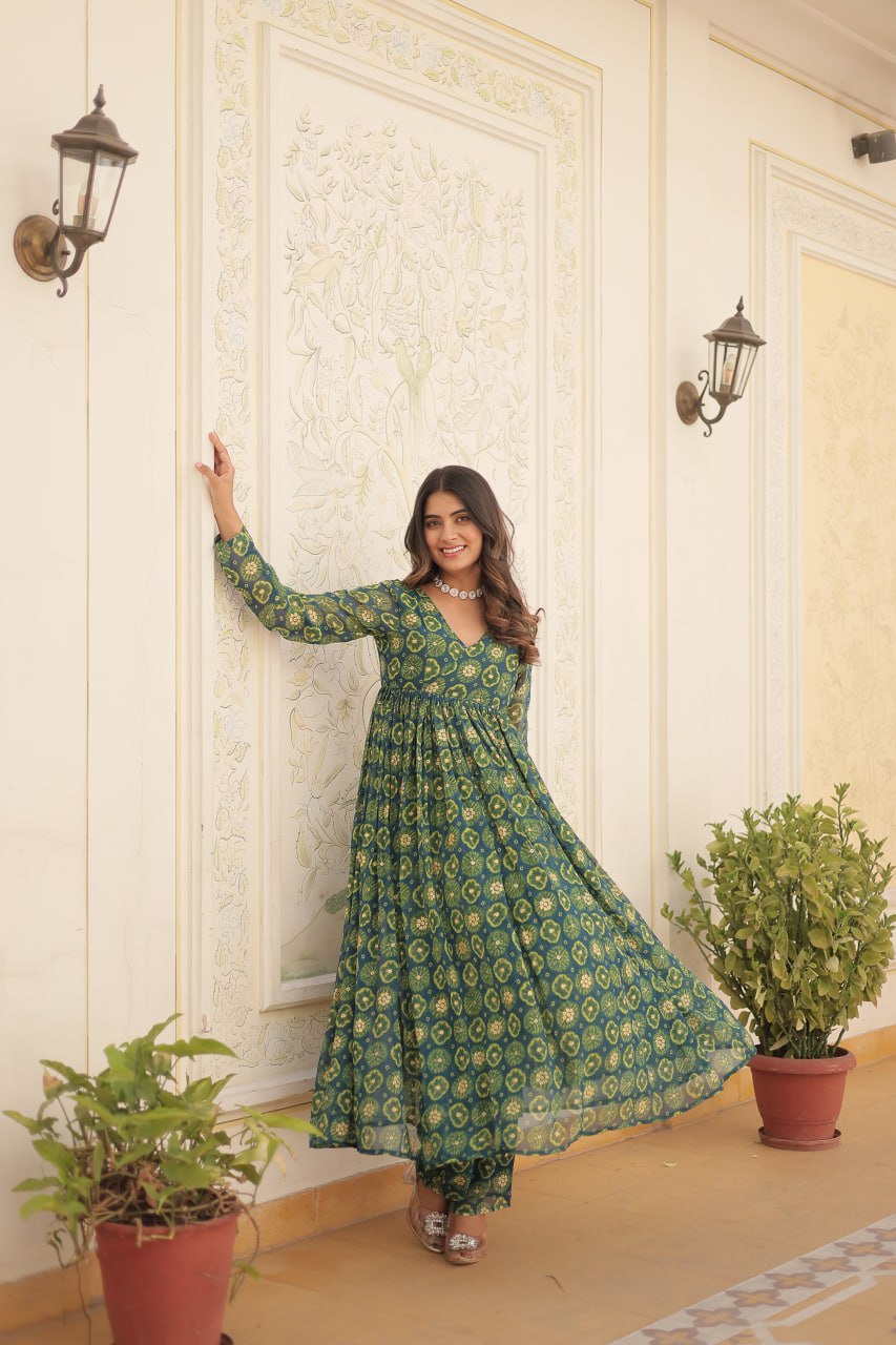 Full sleeve Anarkali with dupatta