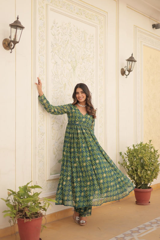 Full sleeve Anarkali with dupatta