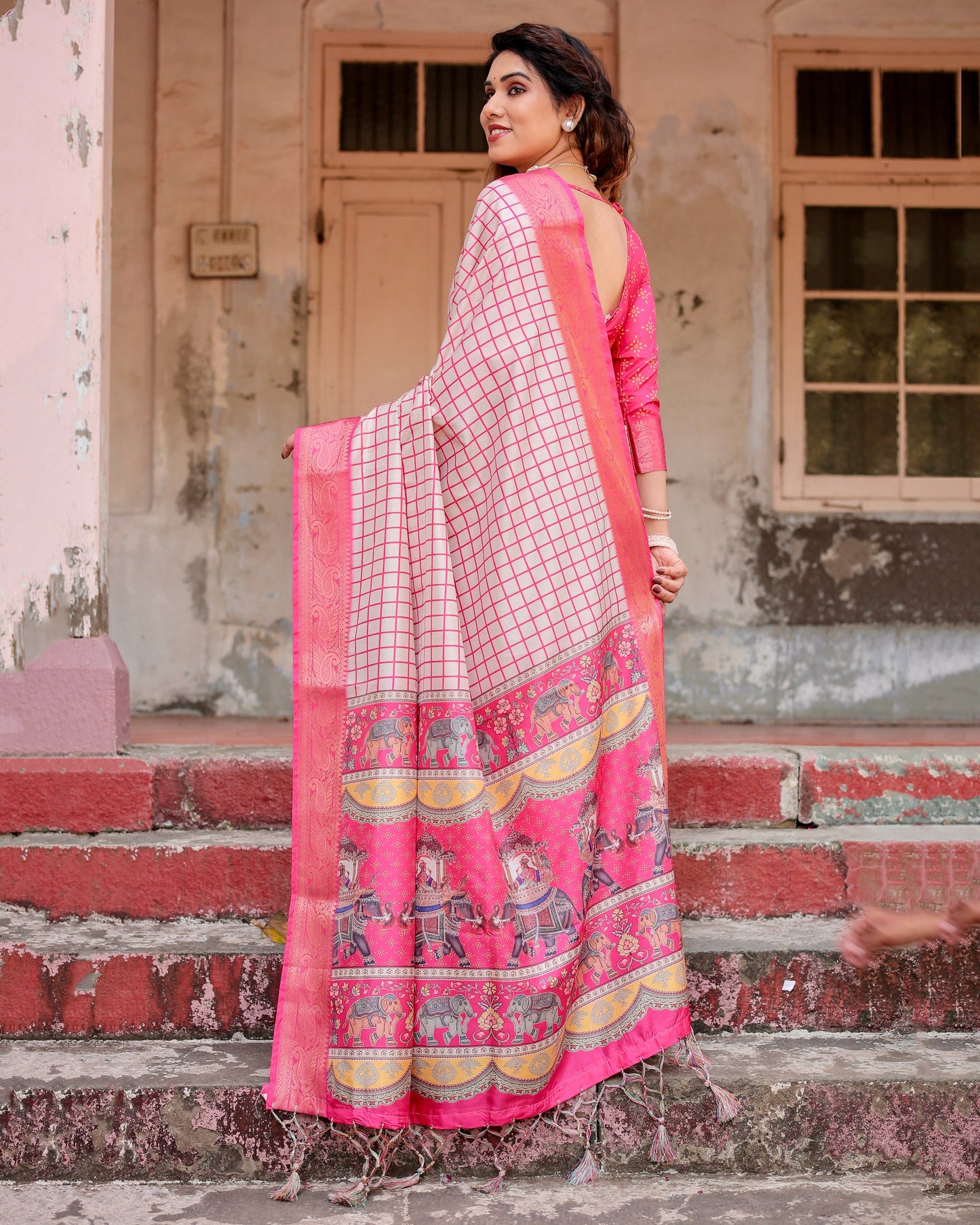 Rani Pink Silk Saree