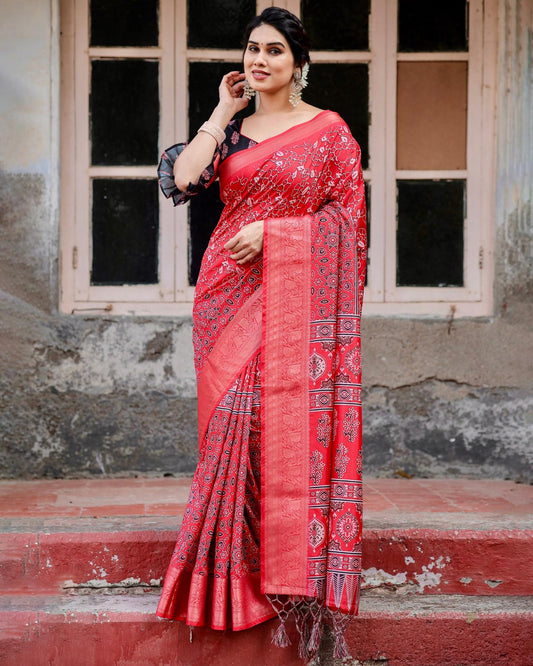 Red saree Party wear