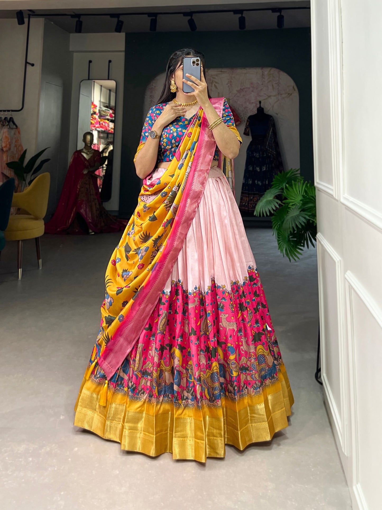 Pink Color Simple dola silk traditional lehenga choli