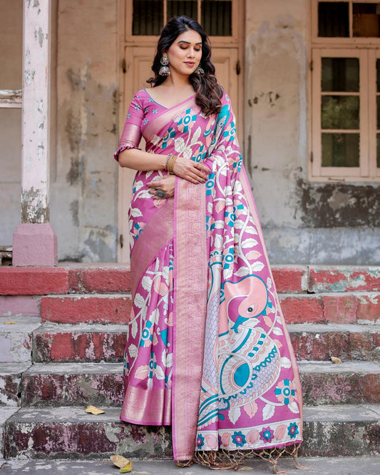 Pink colour saree for wedding