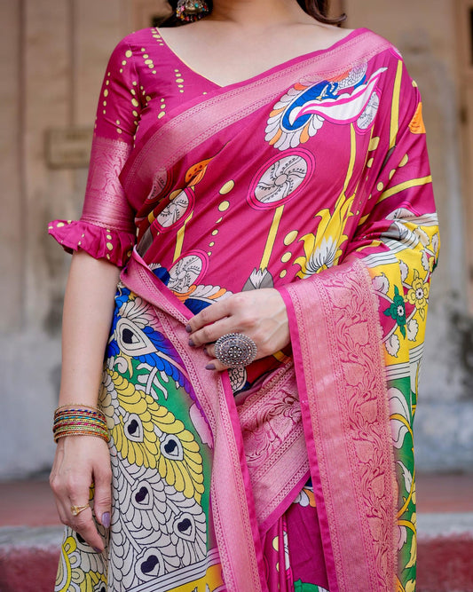 Latest Design Pink colour saree for Party Wear