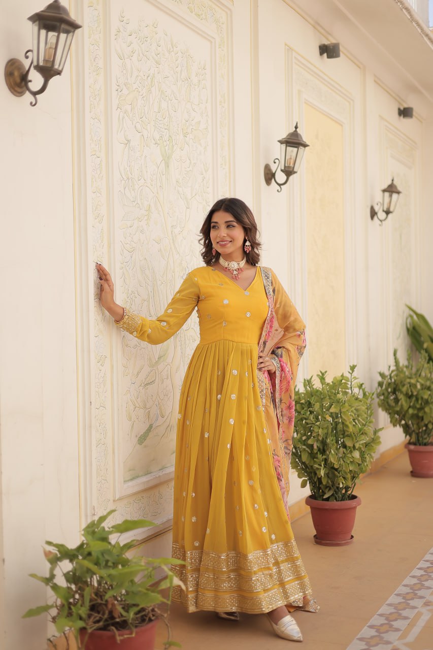 Women georgette gown party wear