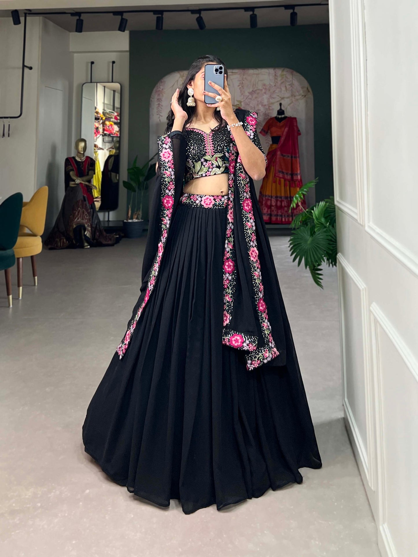 Simple Black Lehenga designs