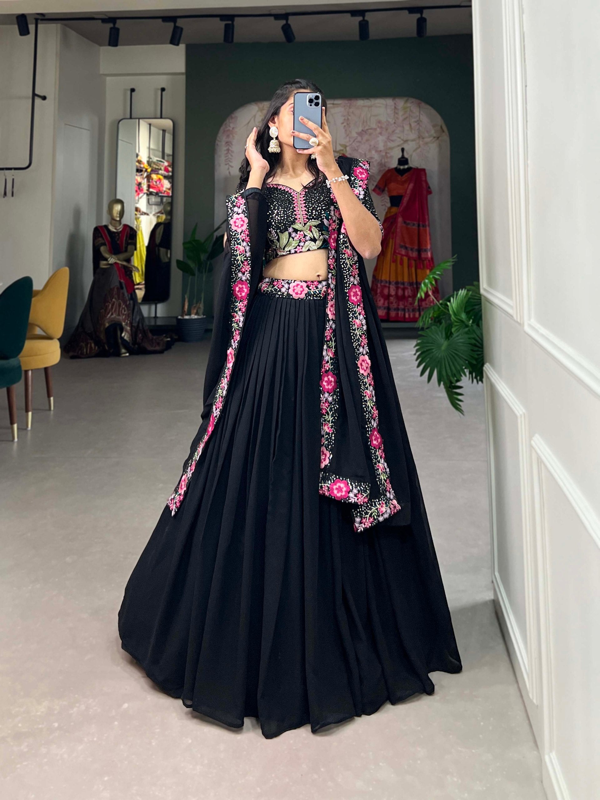 Simple Black Lehenga designs