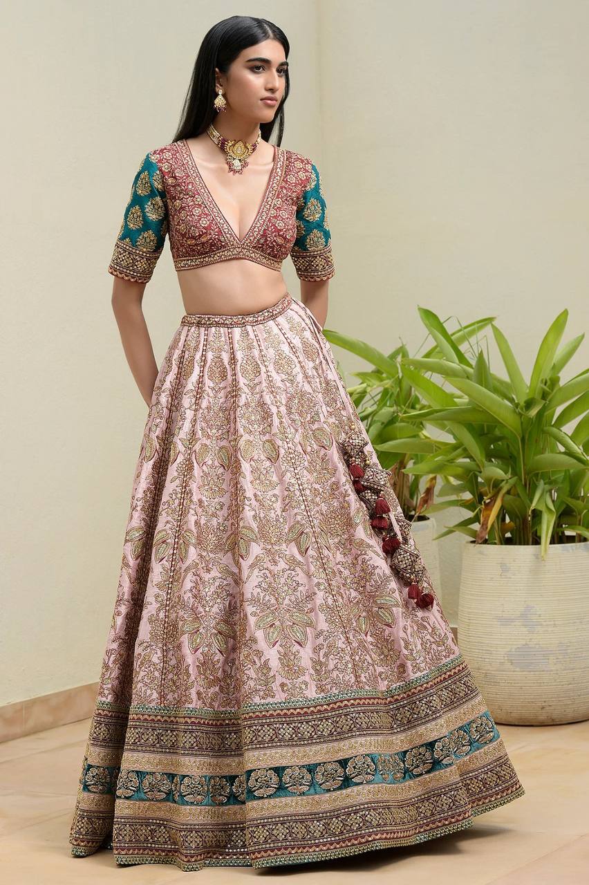 Silk lehenga choli for women party wear