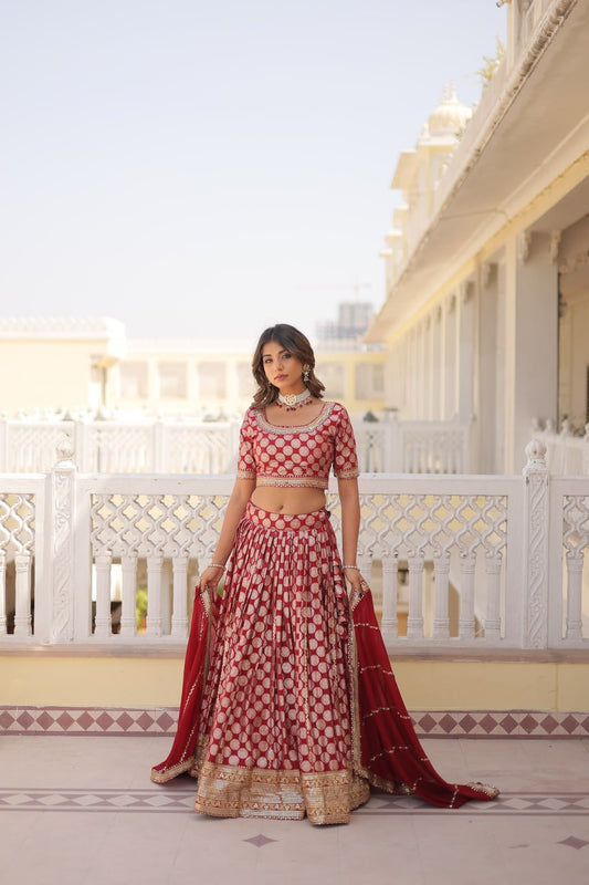 red lehenga for wedding party